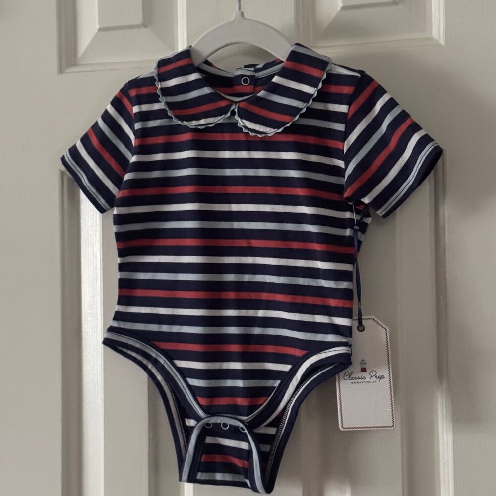 New Classic Prep Kids Girls Izzy Bodysuit East Beach Stripe Size 6-9 months